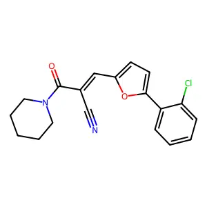 3-[5-(2-Chlorophenyl)furan-2-yl]-2-(piperidine-1-carbonyl)prop-2-enenitrile structure