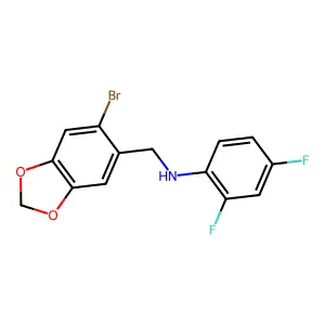 N-[(6-bromo-1,3-benzodioxol-5-yl)methyl]-2,4-difluoroaniline structure