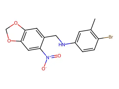 4-bromo-3-methyl-N-[(6-nitro-1,3-benzodioxol-5-yl)methyl]aniline structure