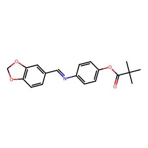 4-[(1,3-Benzodioxol-5-ylmethylene)amino]phenyl pivalate structure