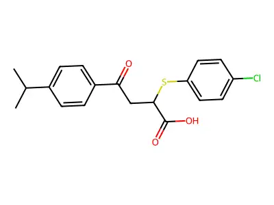 2-[(4-Chlorophenyl)sulfanyl]-4-(4-isopropylphenyl)-4-oxobutanoic acid structure
