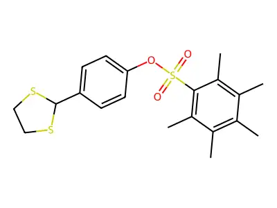 4-(1,3-Dithiolan-2-yl)phenyl 2,3,4,5,6-pentamethylbenzenesulfonate structure