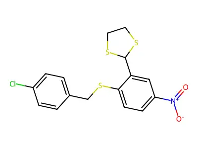 2-{2-[(4-Chlorobenzyl)sulfanyl]-5-nitrophenyl}-1,3-dithiolane structure