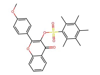 2-(4-methoxyphenyl)-4-oxo-4H-chromen-3-yl 2,3,4,5,6-pentamethylbenzenesulfonate structure