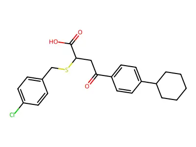 2-((4-Chlorobenzyl)sulfanyl)-4-(4-cyclohexylphenyl)-4-oxobutanoic acid structure