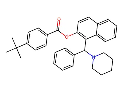1-(Phenyl(piperidino)methyl)-2-naphthyl 4-(tert-butyl)benzenecarboxylate structure