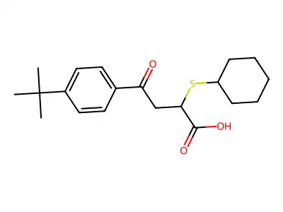 4-(4-(Tert-butyl)phenyl)-2-(cyclohexylsulfanyl)-4-oxobutanoic acid structure