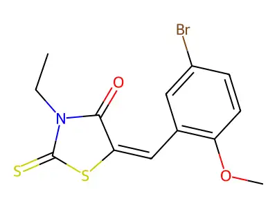 5-[(5-bromo-2-methoxyphenyl)methylidene]-3-ethyl-2-sulfanylidene-1,3-thiazolidin-4-one structure