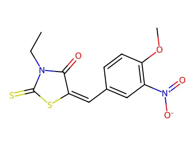 3-ethyl-5-[(4-methoxy-3-nitrophenyl)methylene]-2-thioxo-1,3-thiazolan-4-one structure