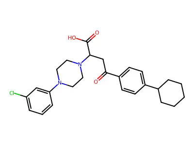 2-[4-(3-Chlorophenyl)piperazin-1-yl]-4-(4-cyclohexylphenyl)-4-oxobutanoic acid structure