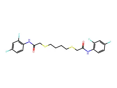 2-((4-((2-(2,4-Difluoroanilino)-2-oxoethyl)sulfanyl)butyl)sulfanyl)-N-(2,4-difluorophenyl)acetamide structure