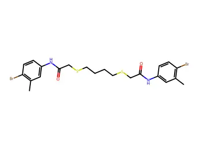 2-((4-((2-(4-Bromo-3-methylanilino)-2-oxoethyl)sulfanyl)butyl)sulfanyl)-N-(4-bromo-3-methylphenyl)acetamide structure
