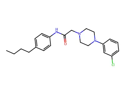 N-(4-butylphenyl)-2-[4-(3-chlorophenyl)piperazin-1-yl]acetamide structure