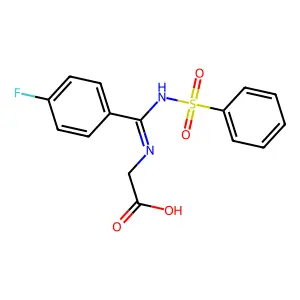 2-(4-fluoro-N'-(phenylsulfonyl)benzimidamido)acetic acid structure