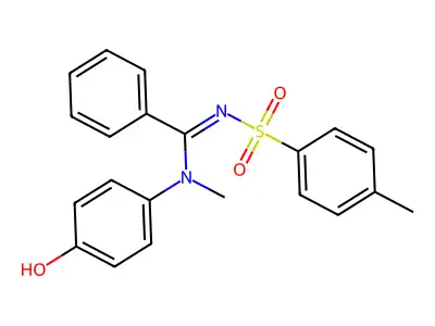 N-(4-hydroxyphenyl)-N-methyl-N'-tosylbenzimidamide structure