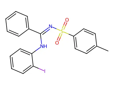 N-(2-iodophenyl)-N'-tosylbenzimidamide structure