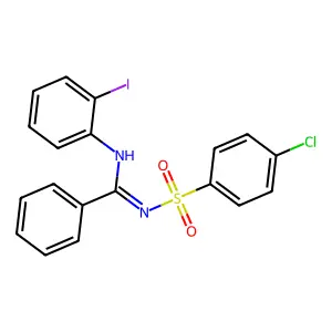 N'-(4-chlorophenyl)sulfonyl-N-(2-iodophenyl)benzenecarboximidamide structure