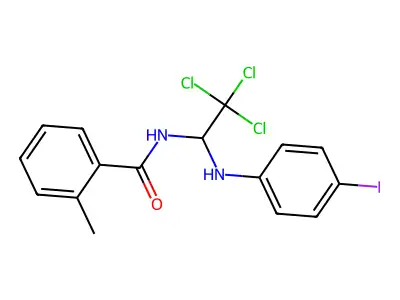 2-methyl-N-[2,2,2-trichloro-1-(4-iodoanilino)ethyl]benzamide structure