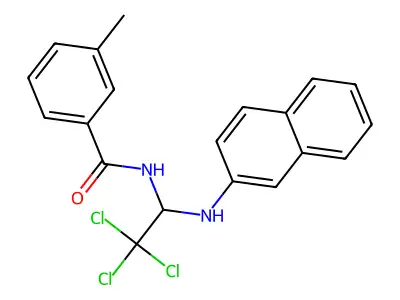 3-methyl-N-[2,2,2-trichloro-1-(naphthalen-2-ylamino)ethyl]benzamide structure