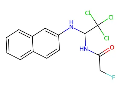 2-fluoro-N-[2,2,2-trichloro-1-(2-naphthylamino)ethyl]acetamide structure