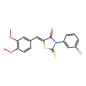 (5Z)-3-(3-chlorophenyl)-5-(3,4-dimethoxybenzylidene)-2-thioxo-1,3-thiazolidin-4-one structure