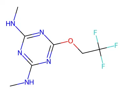 N,N'-dimethyl-6-(2,2,2-trifluoroethoxy)-1,3,5-triazine-2,4-diamine structure