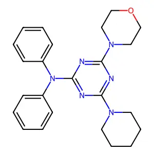 4-(morpholin-4-yl)-N,N-diphenyl-6-(piperidin-1-yl)-1,3,5-triazin-2-amine structure