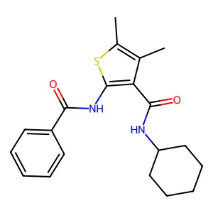2-benzamido-N-cyclohexyl-4,5-dimethylthiophene-3-carboxamide structure