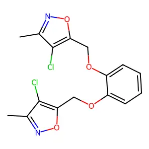 5,5'-[1,2-Phenylenebis(oxymethylene)]-bis(4-chloro-3-methylisoxazole) structure