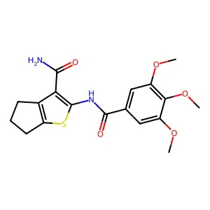 2-(3,4,5-trimethoxybenzamido)-4H,5H,6H-cyclopenta[b]thiophene-3-carboxamide structure