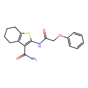 2-[(Phenoxyacetyl)amino]-4,5,6,7-tetrahydro-1-benzothiophene-3-carboxamide structure