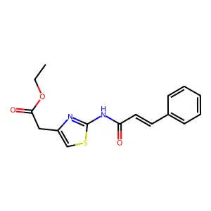 ethyl (2-{[(2E)-3-phenyl-2-propenoyl]amino}-1,3-thiazol-4-yl)acetate structure