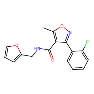 3-(2-chlorophenyl)-N-(furan-2-ylmethyl)-5-methyl-1,2-oxazole-4-carboxamide structure