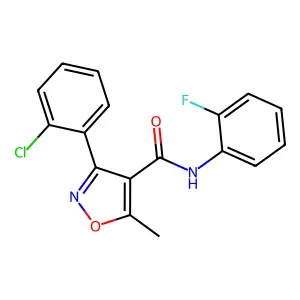 3-(2-chlorophenyl)-N-(2-fluorophenyl)-5-methyl-1,2-oxazole-4-carboxamide structure