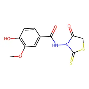 4-Hydroxy-3-methoxy-N-(4-oxo-2-thioxo-thiazolidin-3-yl)-benzamide structure