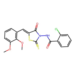 (E)-2-chloro-N-(5-(2,3-dimethoxybenzylidene)-4-oxo-2-thioxothiazolidin-3-yl)benzamide structure