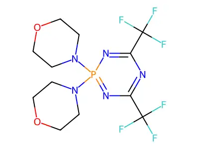 4-[2-morpholino-4,6-di(trifluoromethyl)-1,3,5,2lambda~5~-triazaphosphinin-2-yl]morpholine structure