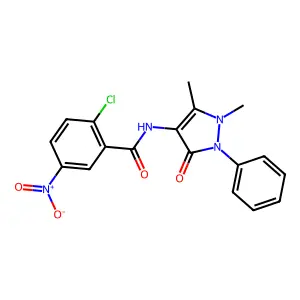 2-chloro-N-(1,5-dimethyl-3-oxo-2-phenyl-2,3-dihydro-1H-pyrazol-4-yl)-5-nitrobenzamide structure