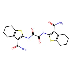 N,N'-bis(3-carbamoyl-4,5,6,7-tetrahydro-1-benzothiophen-2-yl)ethanediamide structure