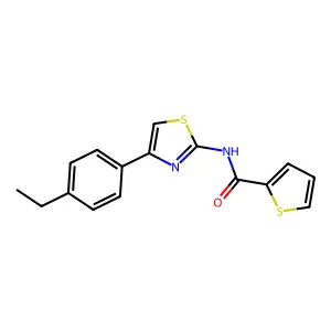 N-[4-(4-ethylphenyl)-1,3-thiazol-2-yl]thiophene-2-carboxamide structure