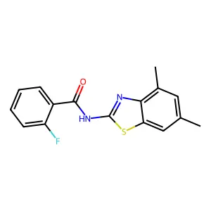 N-(4,6-dimethyl-1,3-benzothiazol-2-yl)-2-fluorobenzamide structure
