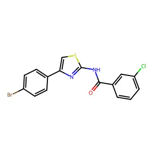 N-[4-(4-bromophenyl)-1,3-thiazol-2-yl]-3-chlorobenzamide structure