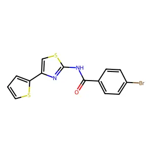 4-bromo-N-(4-(thiophen-2-yl)thiazol-2-yl)benzamide structure