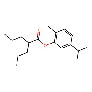 Valeric acid, 2-propyl-, carvacryl ester structure