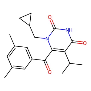 2,4(1H,3H)-Pyrimidinedione, 1-(cyclopropylmethyl)-6-(3,5-dimethylbenzoyl)-5-(1-methylethyl)- structure