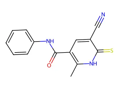 5-cyano-2-methyl-N-phenyl-6-sulfanylpyridine-3-carboxamide structure