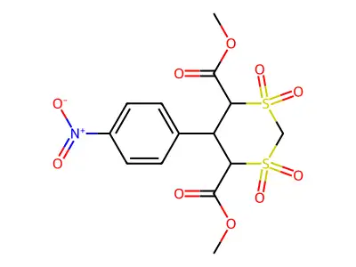 Dimethyl 5-(4-nitrophenyl)-1,3-dithiane-4,6-dicarboxylate 1,1,3,3-tetraoxide structure