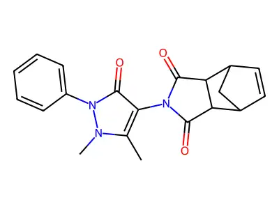 2-(1,5-dimethyl-3-oxo-2-phenyl-2,3-dihydro-1H-pyrazol-4-yl)-3a,4,7,7a-tetrahydro-1H-4,7-methanoisoindole-1,3(2H)-dione structure