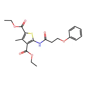 Diethyl 3-methyl-5-(3-phenoxypropanoylamino)thiophene-2,4-dicarboxylate structure