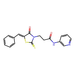 3-(5-Benzylidene-4-oxo-2-thioxo-thiazolidin-3-yl)-N-pyridin-3-yl-propionamide structure